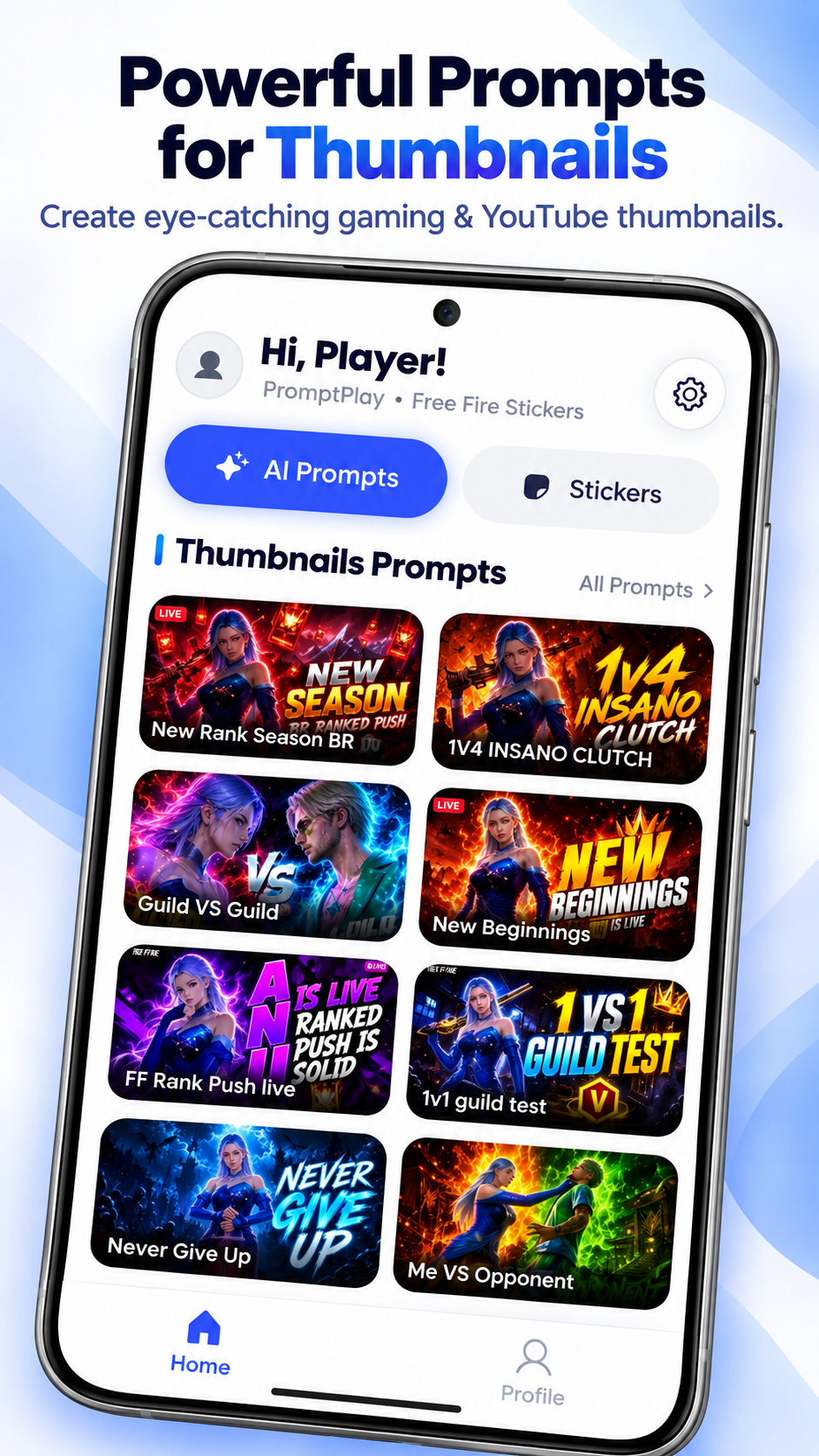 PromptPlay Gaming Thumbnail Prompts